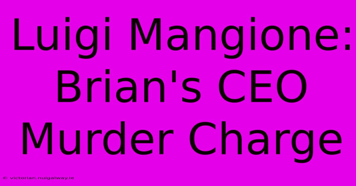 Luigi Mangione: Brian's CEO Murder Charge