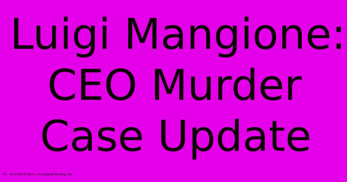 Luigi Mangione: CEO Murder Case Update