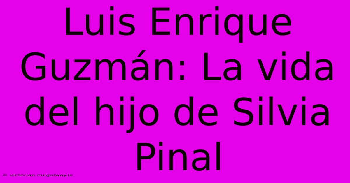 Luis Enrique Guzmán: La Vida Del Hijo De Silvia Pinal