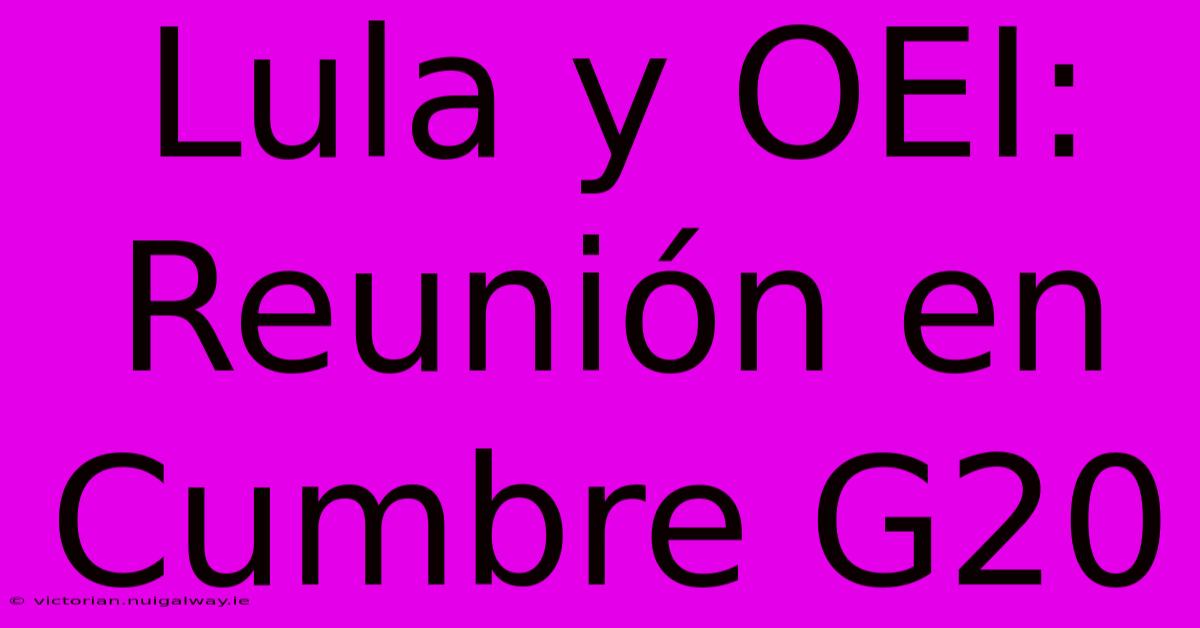 Lula Y OEI: Reunión En Cumbre G20