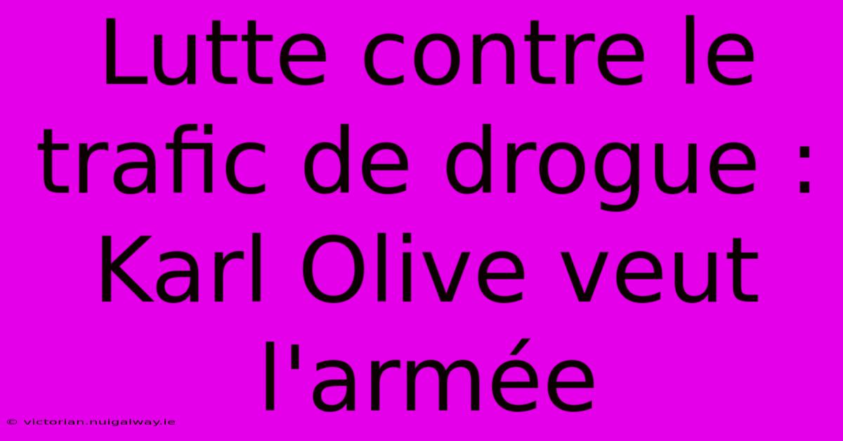 Lutte Contre Le Trafic De Drogue : Karl Olive Veut L'armée