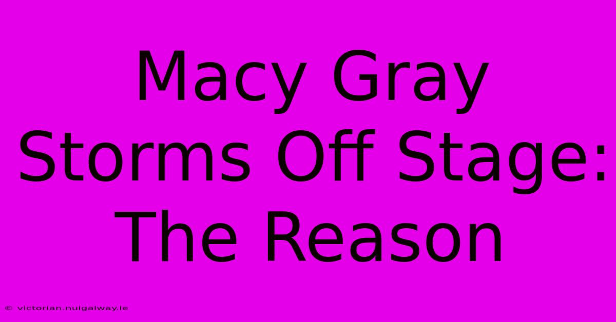 Macy Gray Storms Off Stage: The Reason