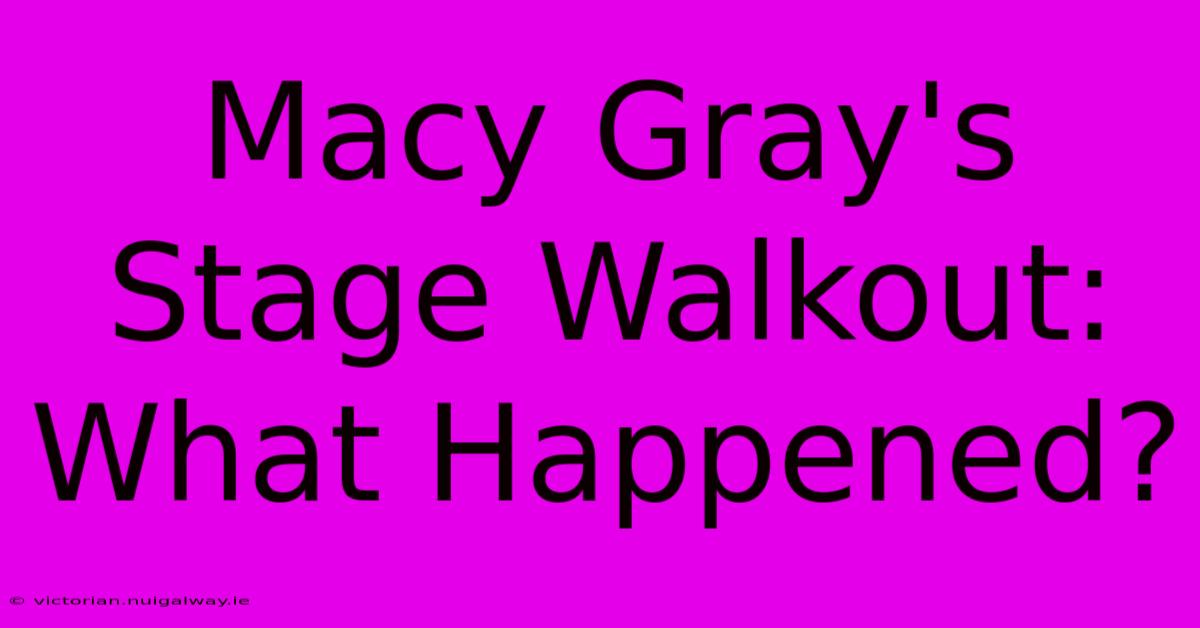 Macy Gray's Stage Walkout: What Happened?