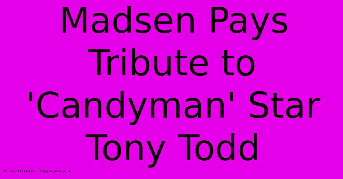 Madsen Pays Tribute To 'Candyman' Star Tony Todd