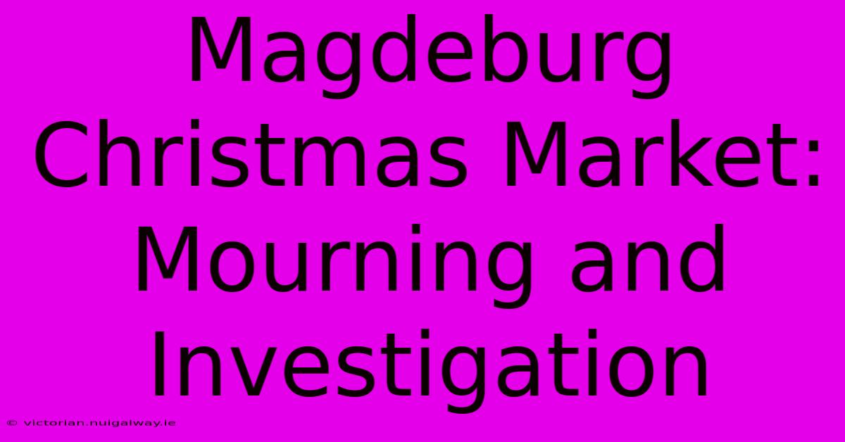 Magdeburg Christmas Market: Mourning And Investigation