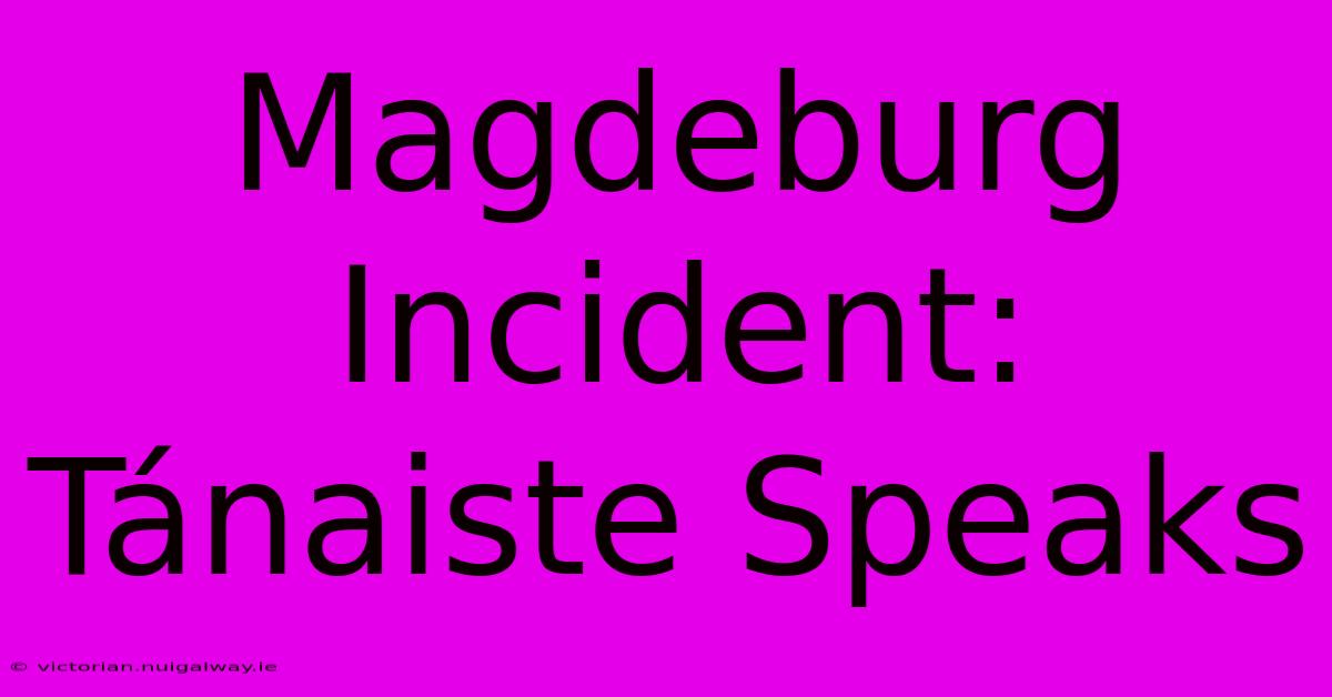 Magdeburg Incident: Tánaiste Speaks