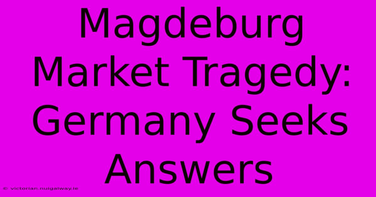 Magdeburg Market Tragedy: Germany Seeks Answers