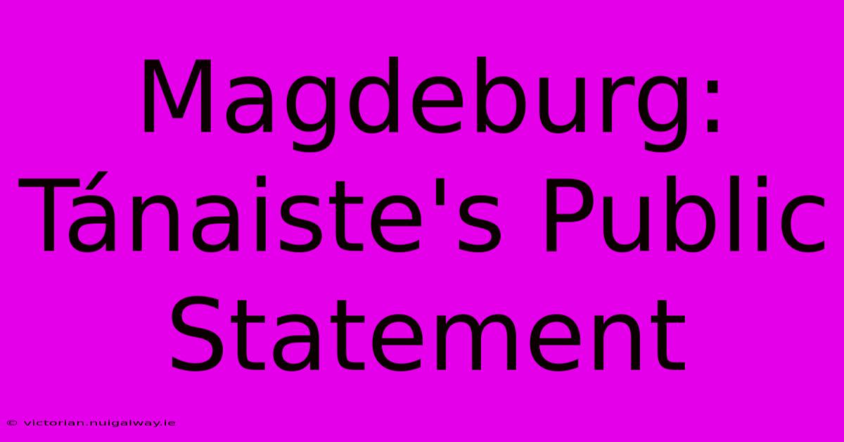 Magdeburg: Tánaiste's Public Statement