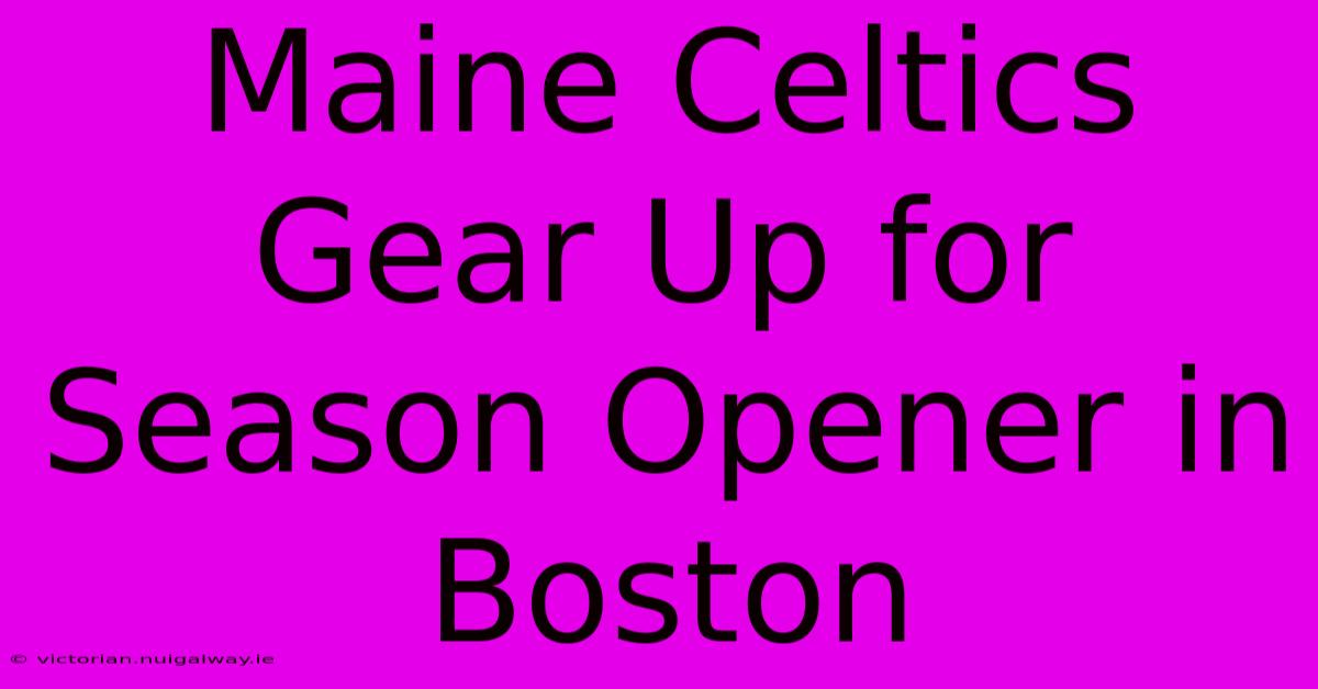 Maine Celtics Gear Up For Season Opener In Boston