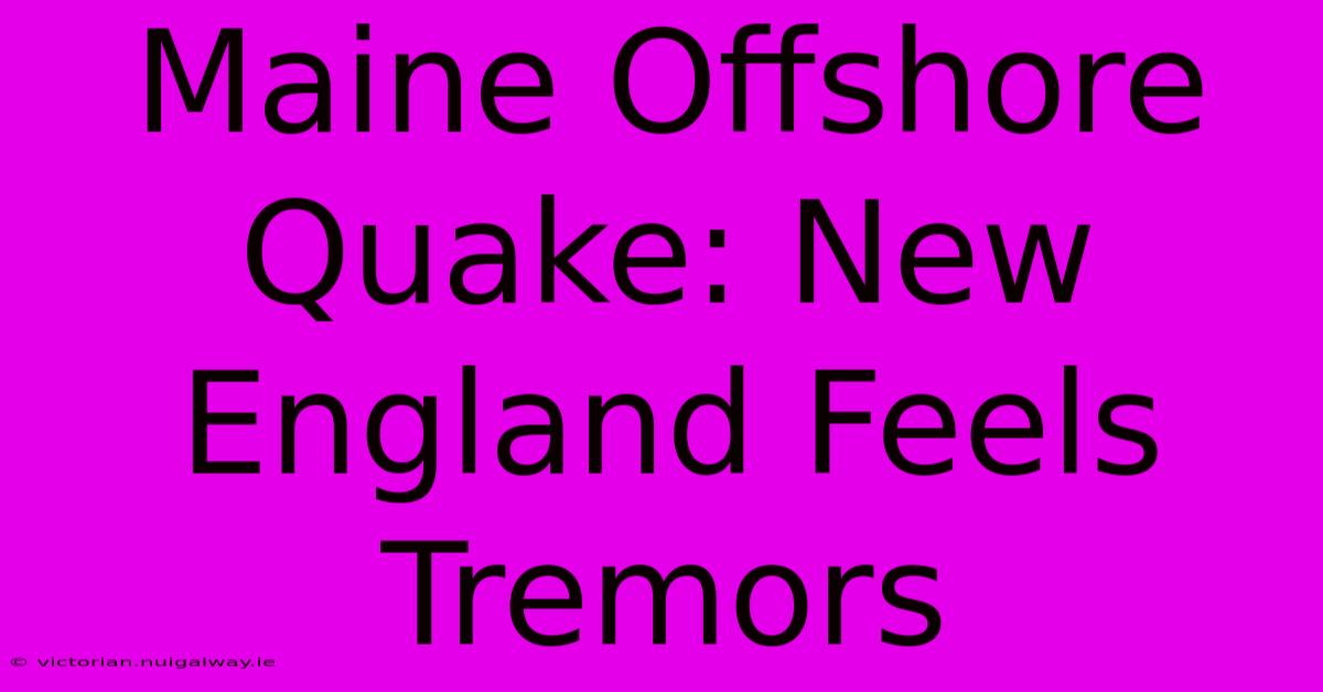 Maine Offshore Quake: New England Feels Tremors