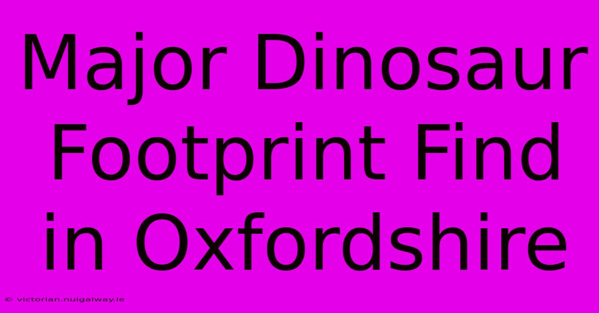 Major Dinosaur Footprint Find In Oxfordshire