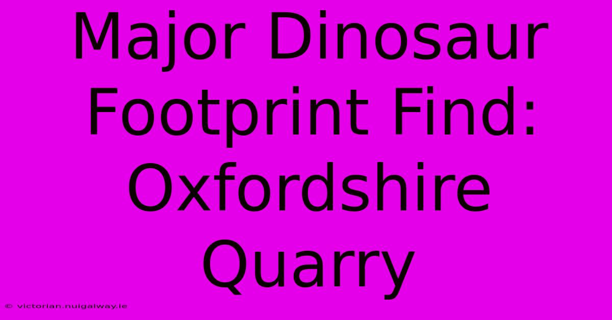 Major Dinosaur Footprint Find: Oxfordshire Quarry