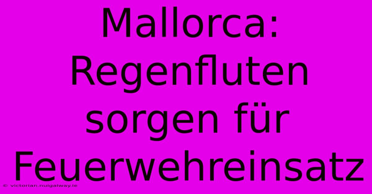 Mallorca: Regenfluten Sorgen Für Feuerwehreinsatz