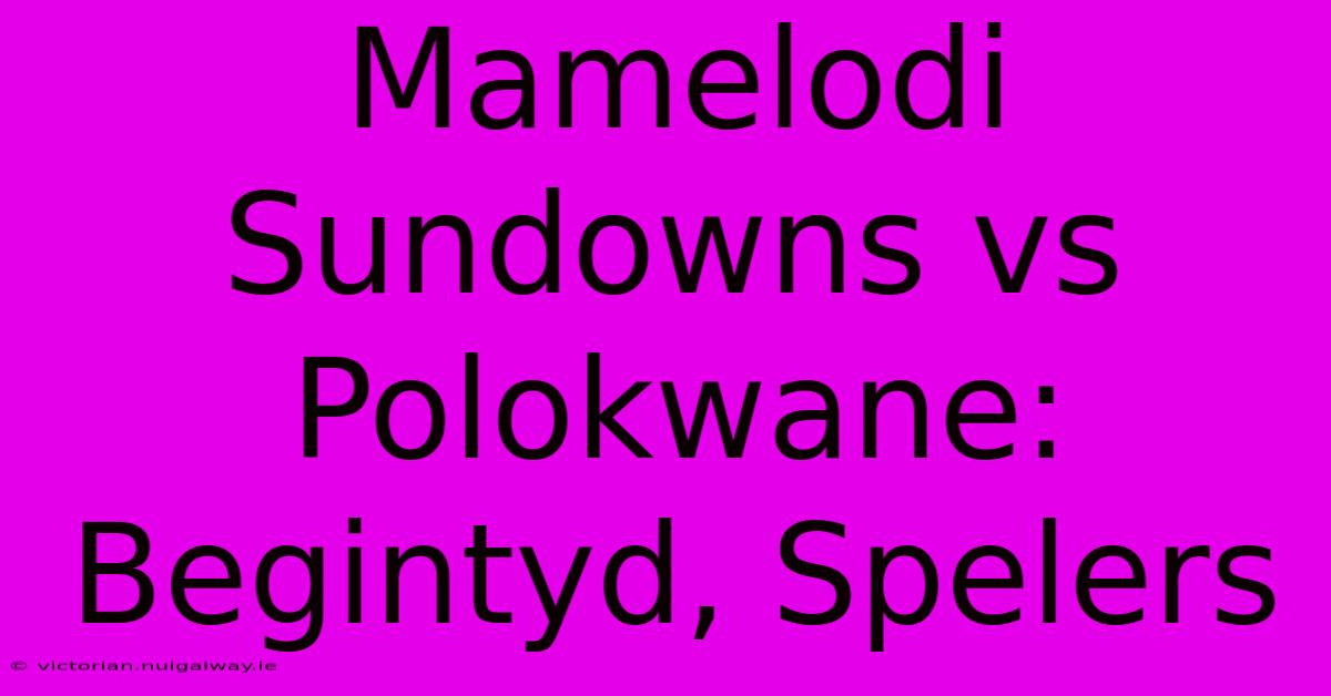 Mamelodi Sundowns Vs Polokwane: Begintyd, Spelers