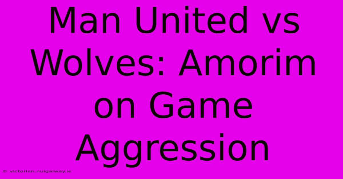 Man United Vs Wolves: Amorim On Game Aggression