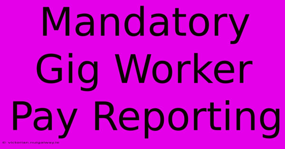 Mandatory Gig Worker Pay Reporting