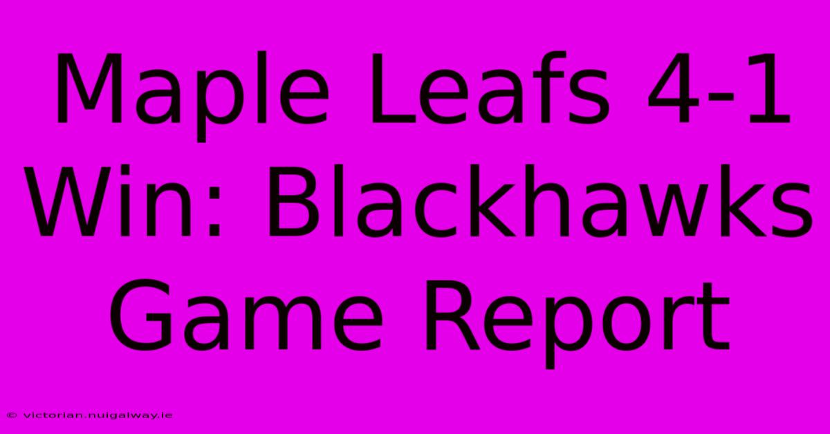 Maple Leafs 4-1 Win: Blackhawks Game Report