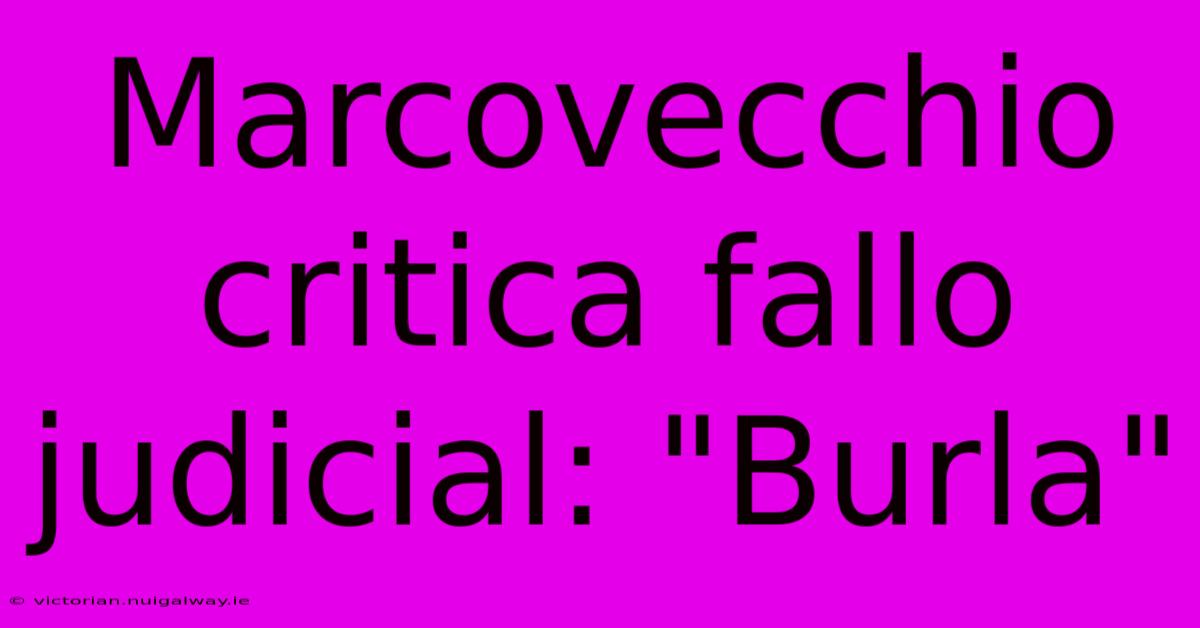 Marcovecchio Critica Fallo Judicial: 