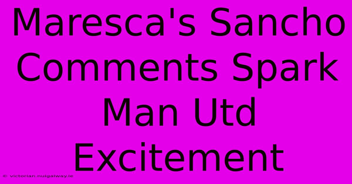 Maresca's Sancho Comments Spark Man Utd Excitement