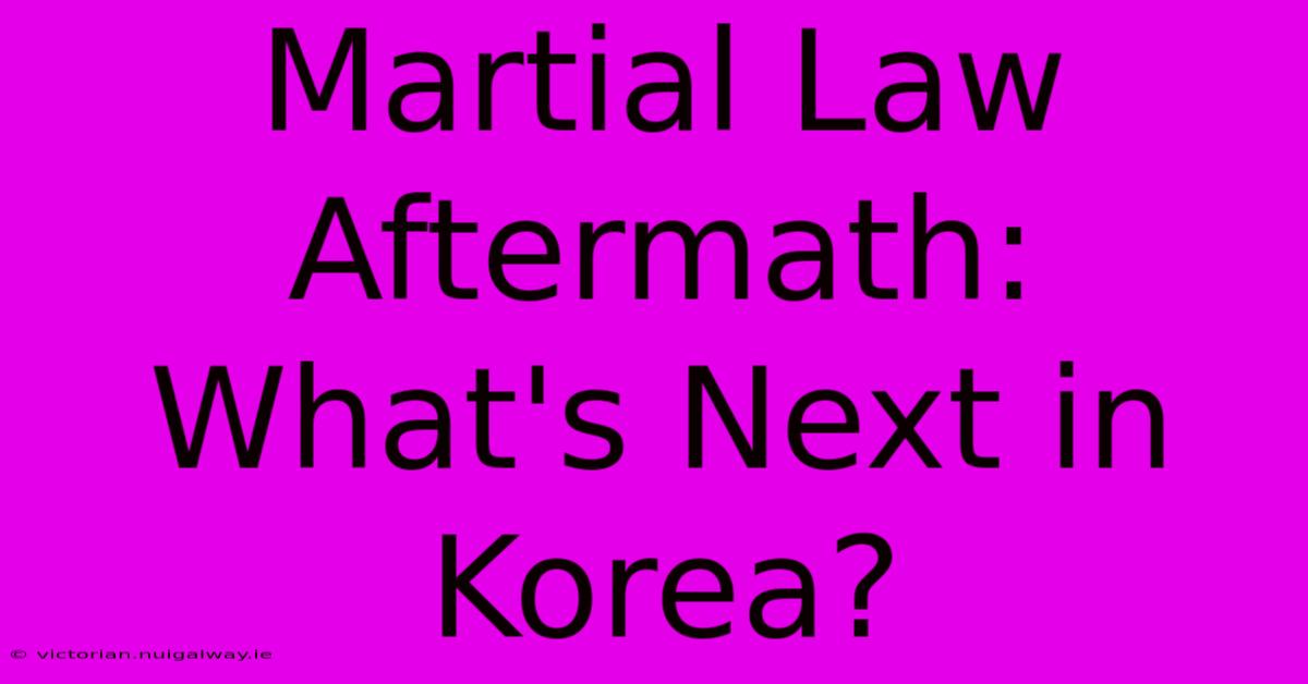 Martial Law Aftermath: What's Next In Korea?