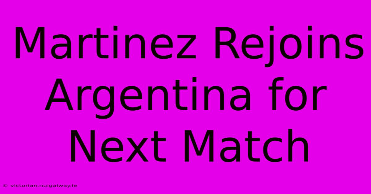 Martinez Rejoins Argentina For Next Match