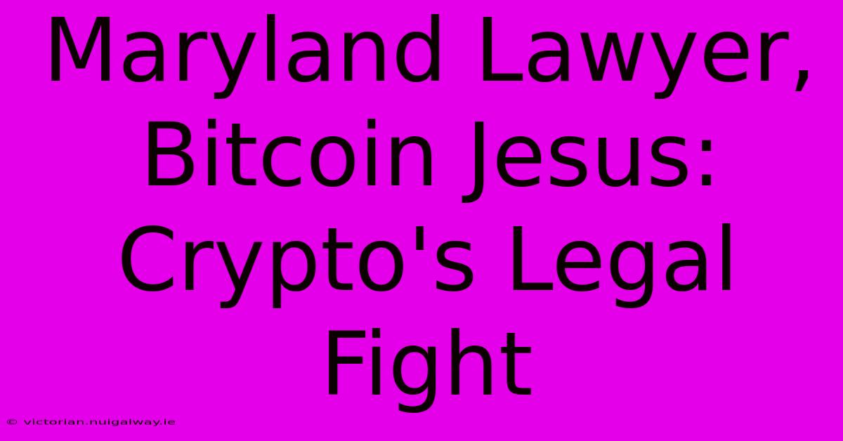 Maryland Lawyer, Bitcoin Jesus: Crypto's Legal Fight