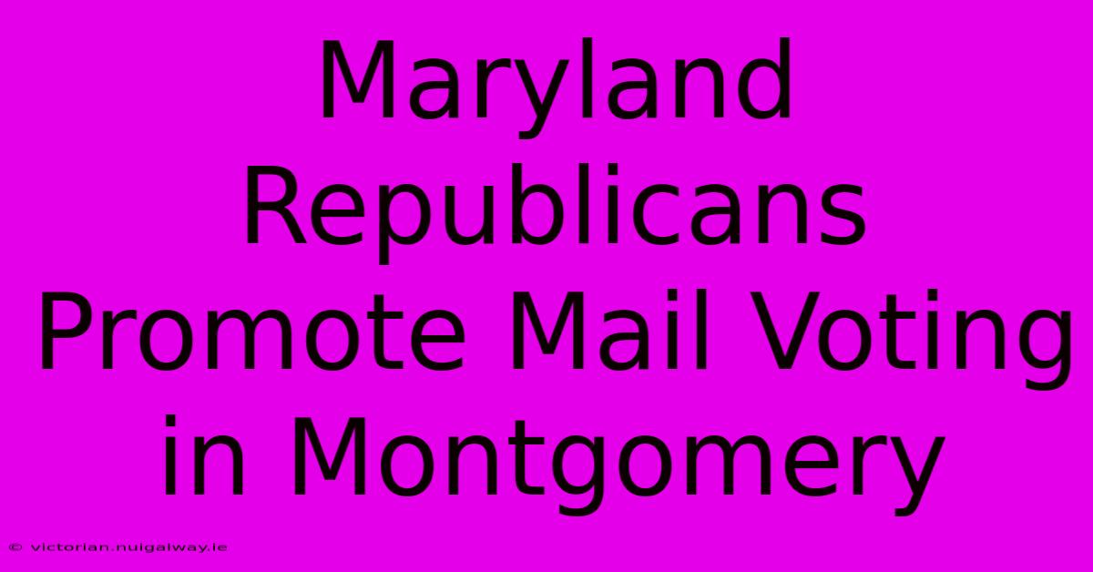 Maryland Republicans Promote Mail Voting In Montgomery