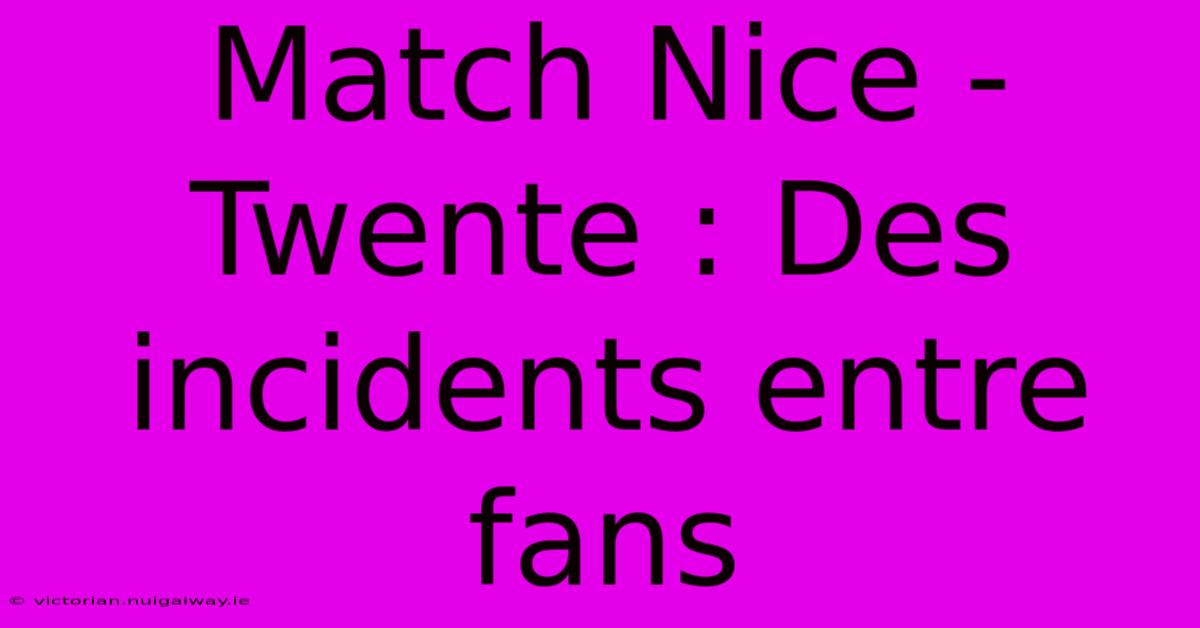 Match Nice - Twente : Des Incidents Entre Fans