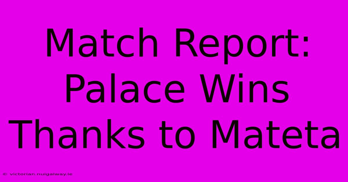 Match Report: Palace Wins Thanks To Mateta