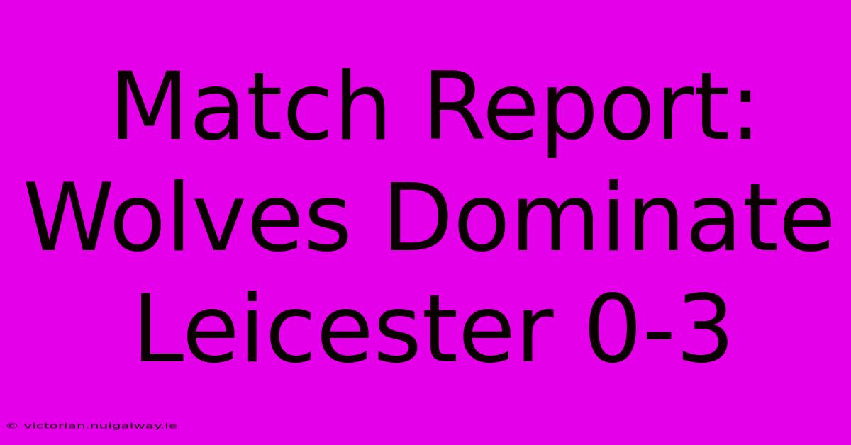 Match Report: Wolves Dominate Leicester 0-3