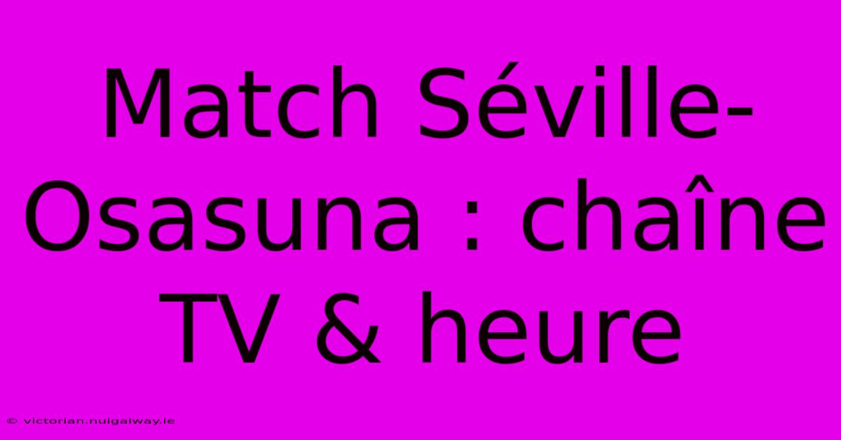 Match Séville-Osasuna : Chaîne TV & Heure