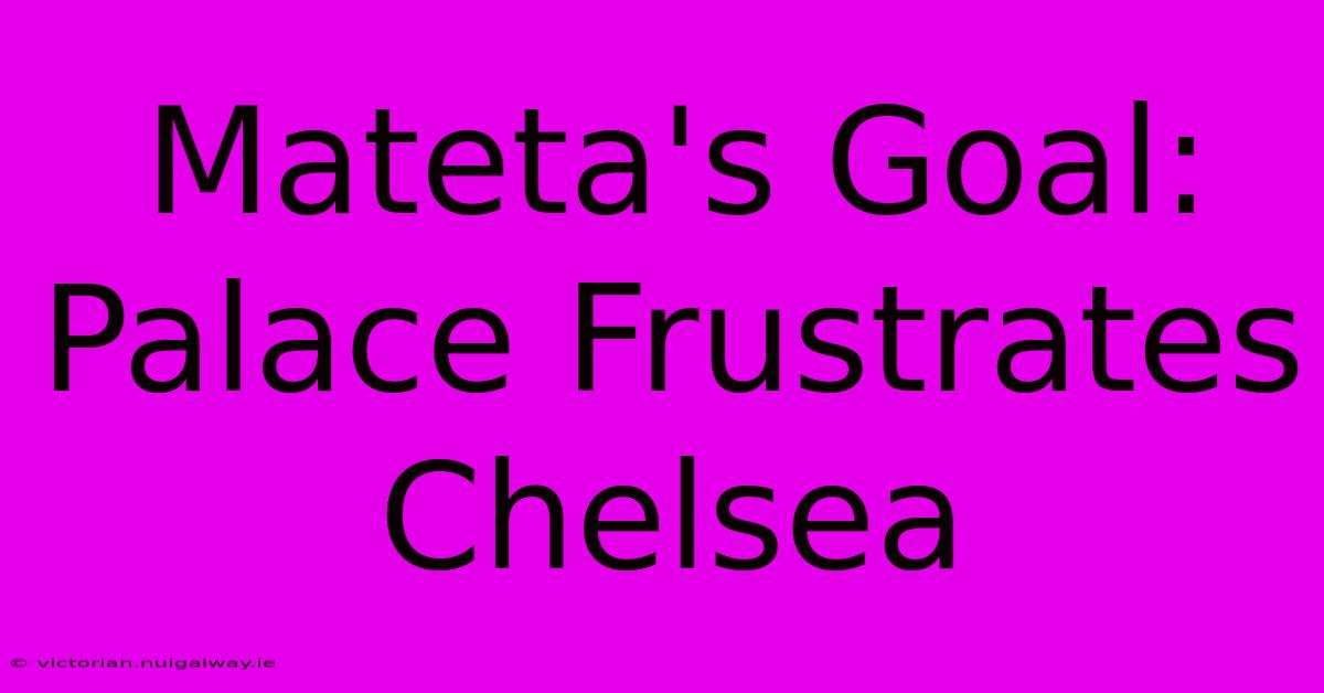 Mateta's Goal: Palace Frustrates Chelsea