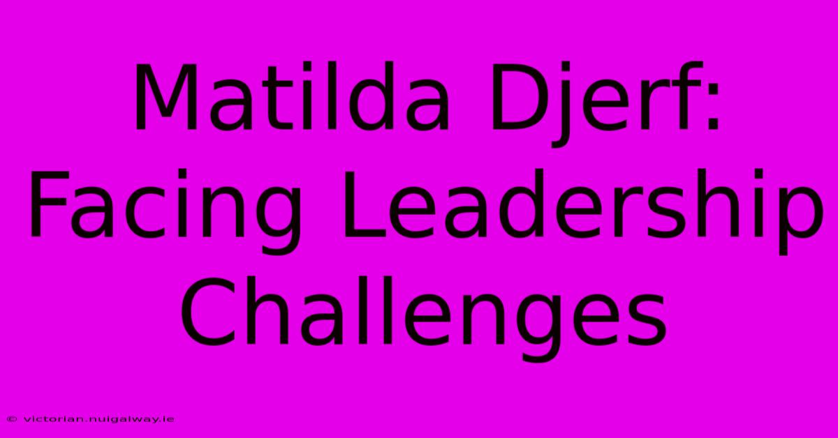 Matilda Djerf:  Facing Leadership Challenges