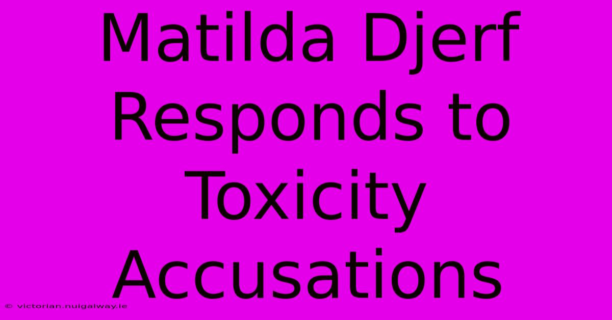 Matilda Djerf Responds To Toxicity Accusations