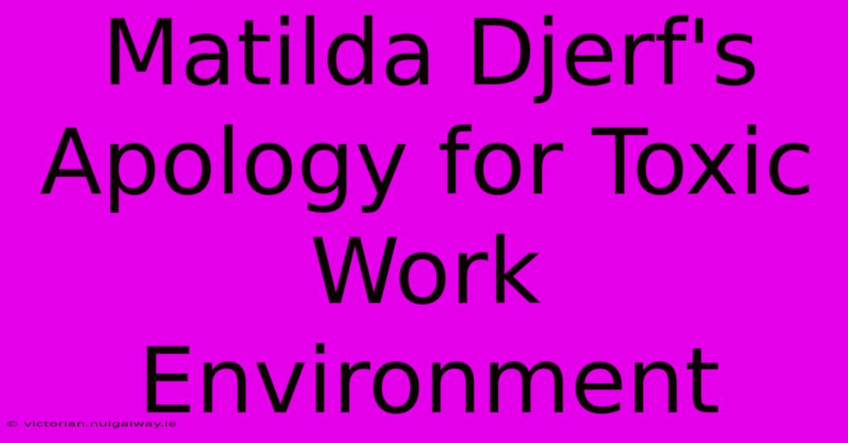 Matilda Djerf's Apology For Toxic Work Environment