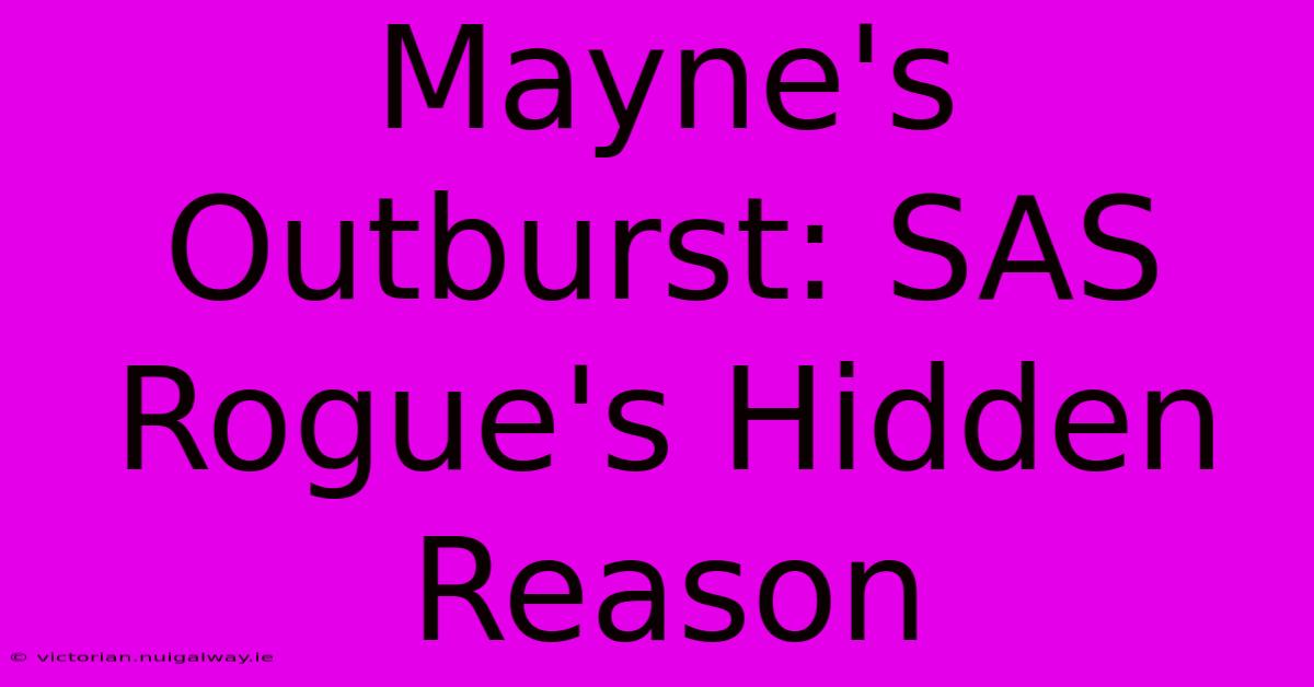 Mayne's Outburst: SAS Rogue's Hidden Reason