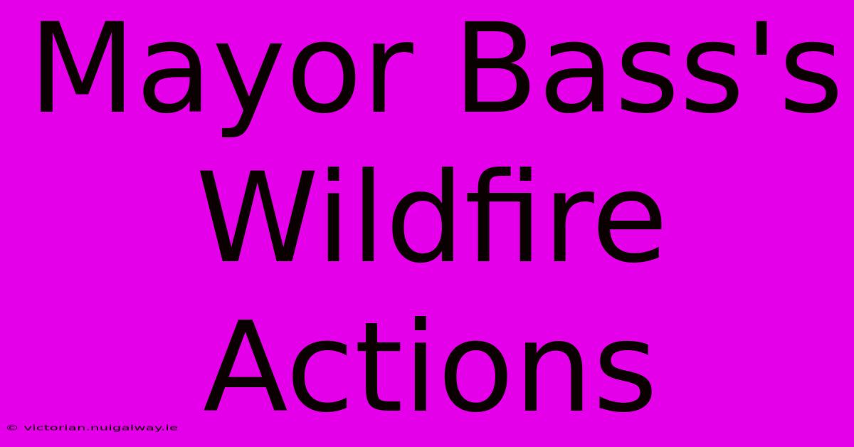 Mayor Bass's Wildfire Actions