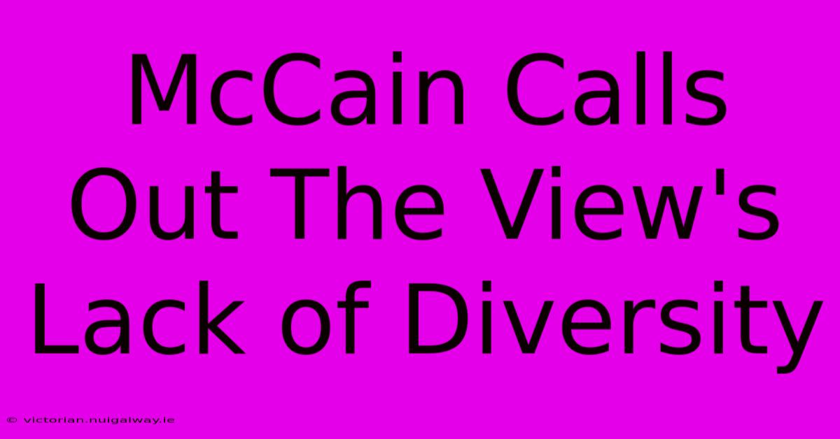 McCain Calls Out The View's Lack Of Diversity