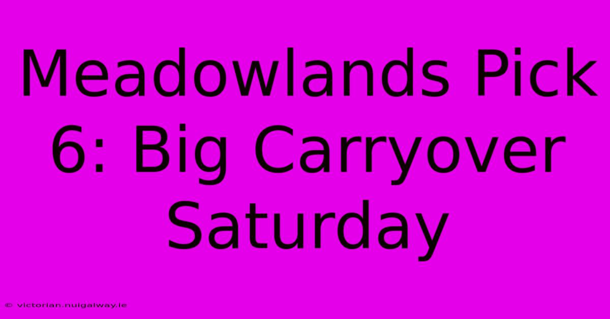 Meadowlands Pick 6: Big Carryover Saturday