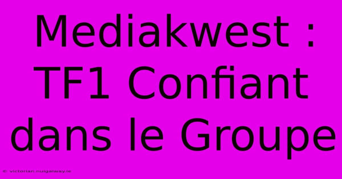 Mediakwest : TF1 Confiant Dans Le Groupe 