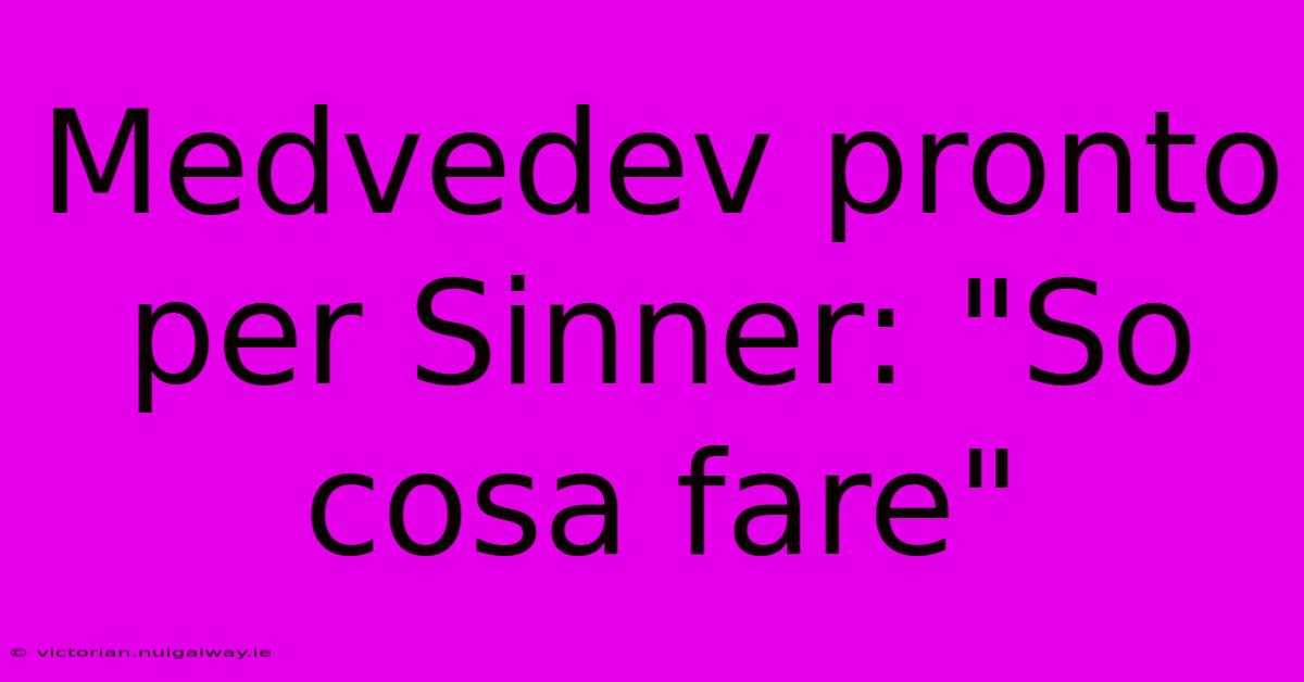 Medvedev Pronto Per Sinner: 