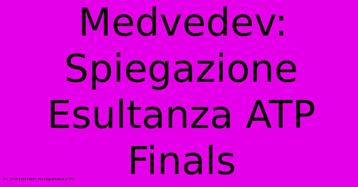 Medvedev: Spiegazione Esultanza ATP Finals