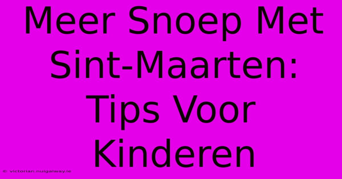 Meer Snoep Met Sint-Maarten: Tips Voor Kinderen