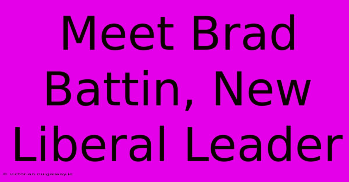 Meet Brad Battin, New Liberal Leader