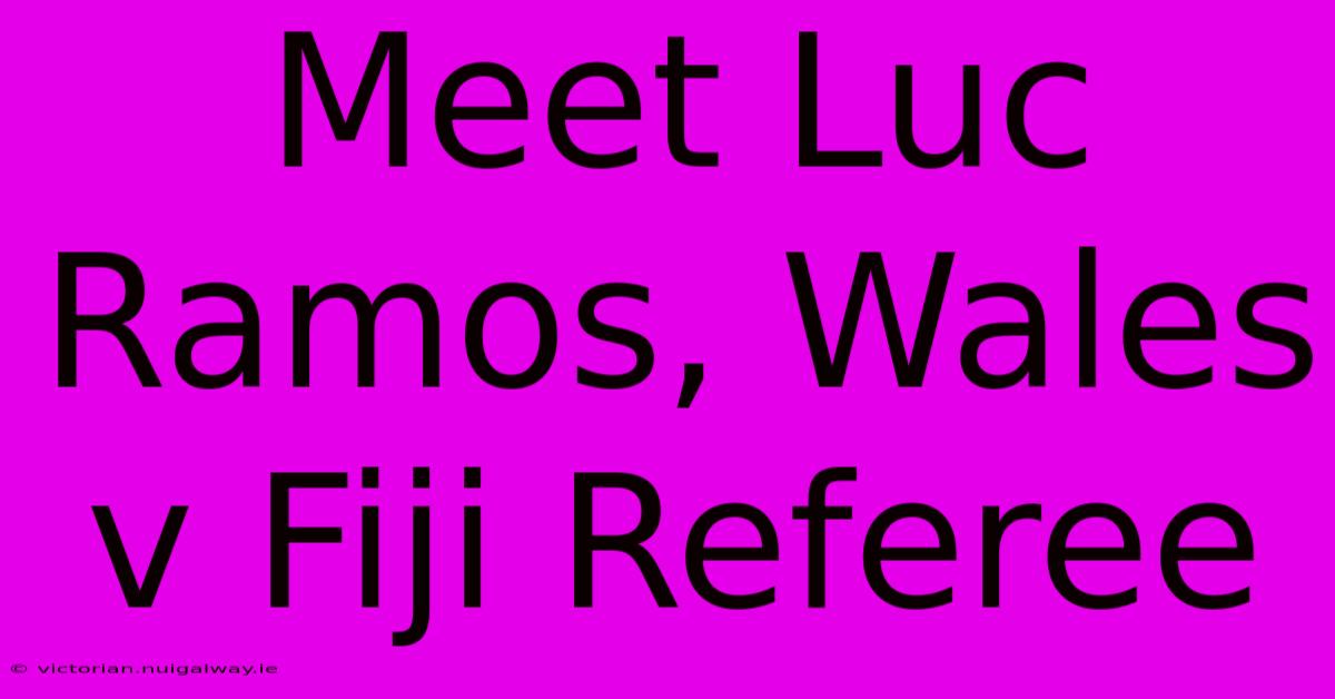 Meet Luc Ramos, Wales V Fiji Referee