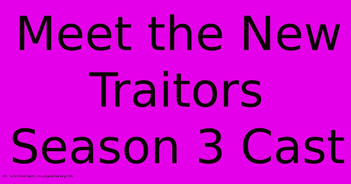 Meet The New Traitors Season 3 Cast