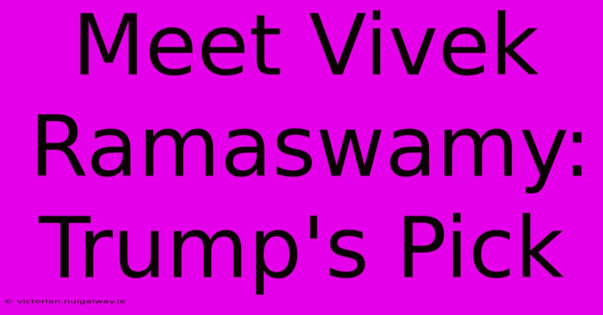 Meet Vivek Ramaswamy: Trump's Pick