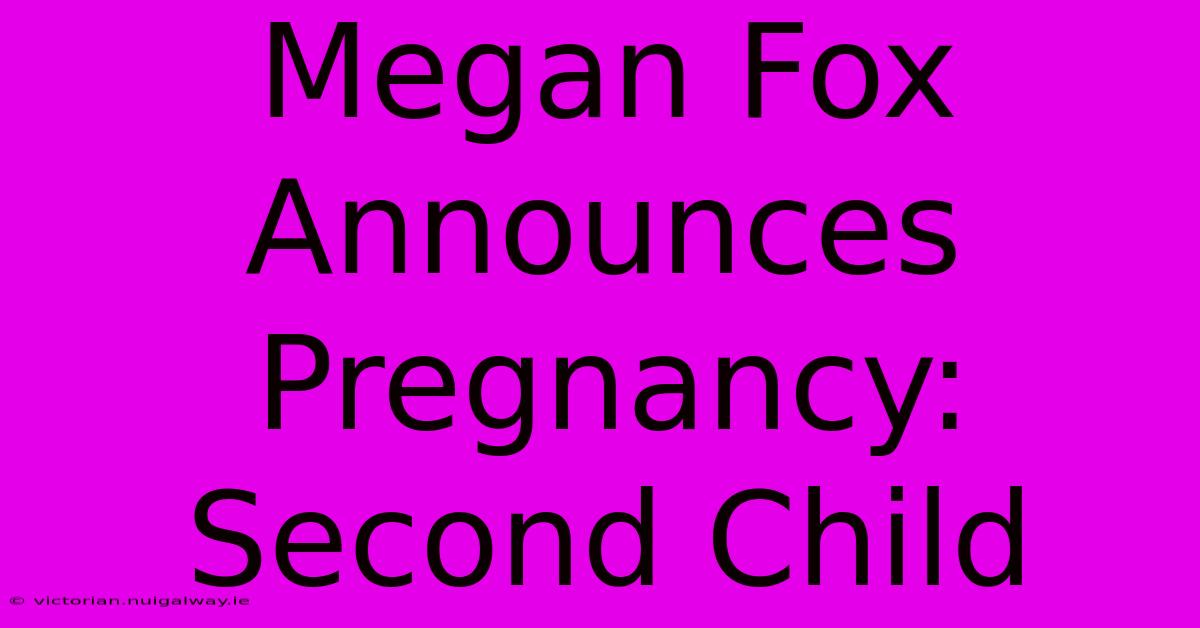 Megan Fox Announces Pregnancy: Second Child 