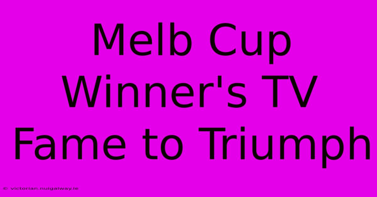 Melb Cup Winner's TV Fame To Triumph