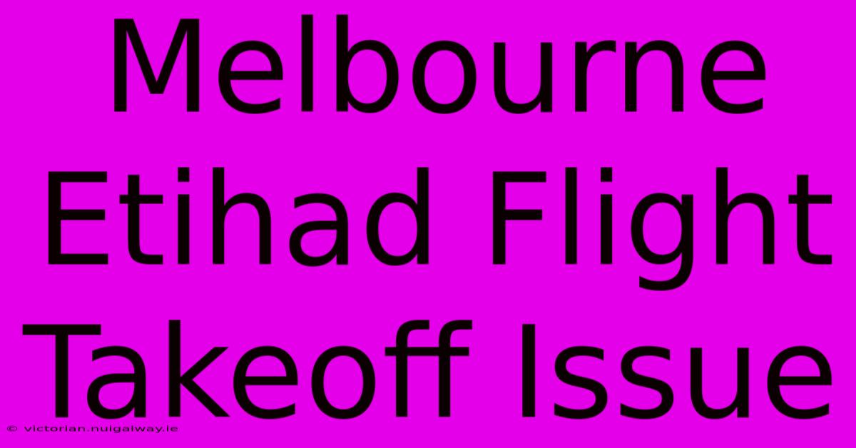 Melbourne Etihad Flight Takeoff Issue